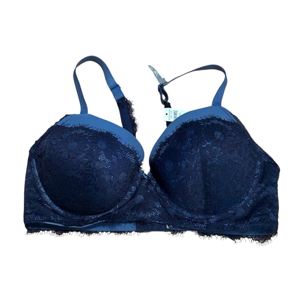 Aerie Plunge Push Up Underwire Bra NWT Sz 40DD Blue Lace - Picture 1 of 2